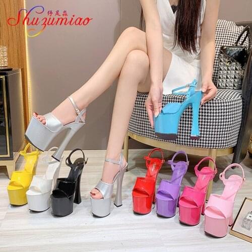 2021 Fashion Model Women Sexy Catwalk Shoes Summer 20CM High Heels Platform Sandals New Candy Color Girls Party Club Dance Shoes
