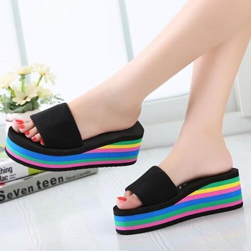 Ladies Wedge Shoes High Heel Platform Slippers Women Summer Slides Beach Sleepers House Slippers Women High Platform Shoes New