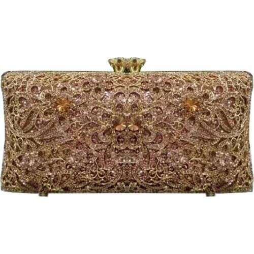 Ladies New Crystal Rhinestone Evening Clutch Bridal Wedding Bag Ladies Metal Handbag Wallet