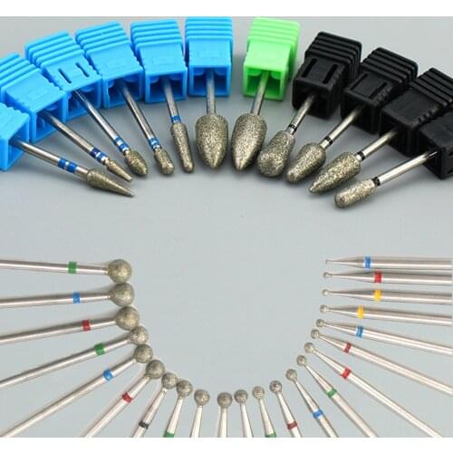 1pc Diamond Nail Drill Ball Rotary Bit Eletric Milling Cutter Files for Manicure Machine Cuticle Clean Polish Accessories