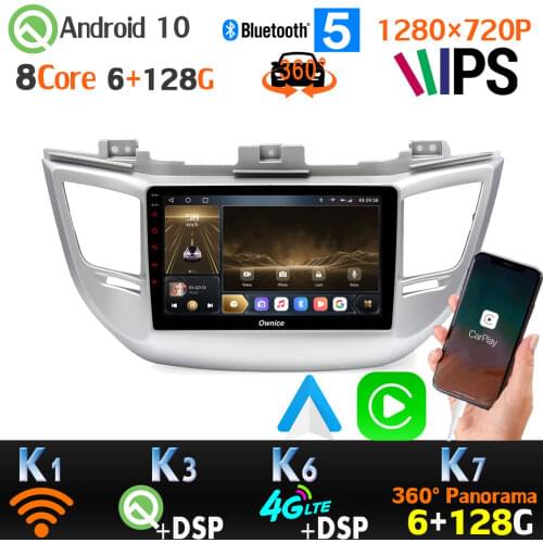 1280*720P 6G+128G Android 10 For Hyundai Tucson IX35 Head Unit HDMI SPDIF CarPlay 360 Panoramic Camera DSP GPS Navigation Radio
