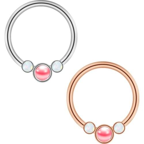 18G Stainless Steel Nose Ring Hoop Opal Nose Piercing Ear Piercing Body Jewelry Cartilage Earring Helix Piercing Rook Piercing