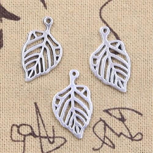 30pcs Charms Tree Leaf 26x15mm Antique Bronze Silver Color Pendants DIY Crafts Making Findings Handmade Tibetan Jewelry