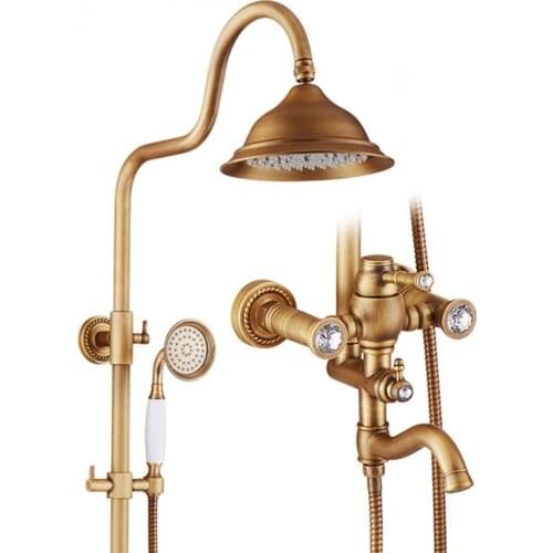 Bathroom Faucet Antique Rain Shower Brass Bath Rainfall With Spray Shower System Bidet Tap Europe Faucet Bath Shower Set