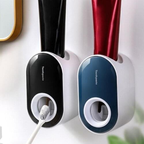 Automatic Toothpaste Dispenser Wall Mount Stand Dust-proof Toothbrush Holder Bathroom Accessorie Set Squeezer Home Storage Rack