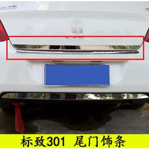 Fit for Peugeot 301 2014-2017 Car accessories Stainless steel Rear bumper strip Tailgate strip Trunk Trim strip Rear trim
