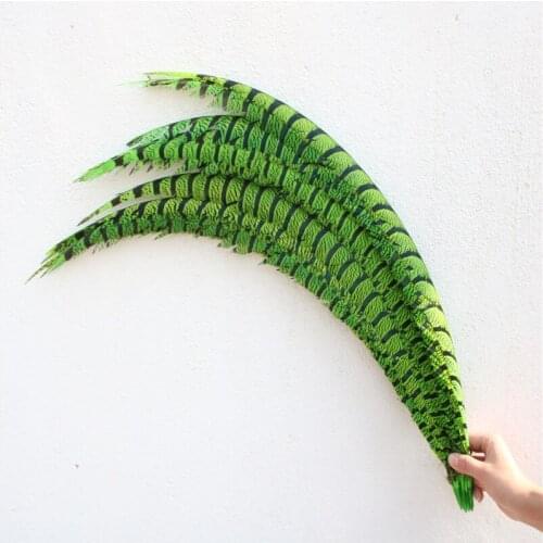EMS Free Shipping 50pcs Apple Green Dyed lady Amherst pheasant Feather tail 80-90cm 30-35 inch Pheasant Tail Feather