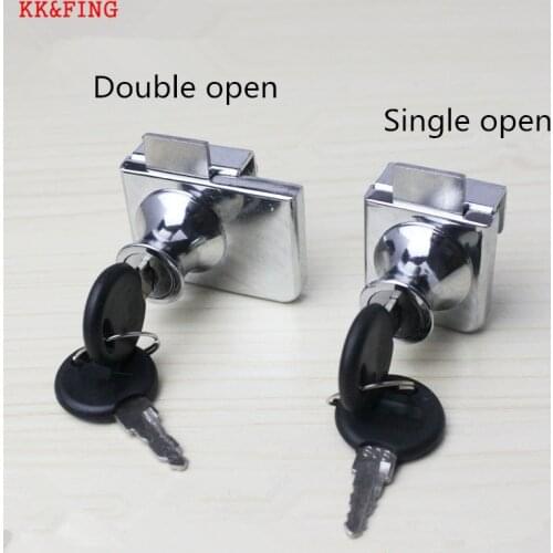 KK&FING Single Open and Double Open Glass Lock Zinc Alloy Showcase Glass Cabinet Door Cylinder Sliding Glass Push Door Locks