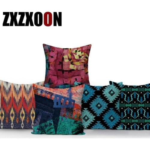 Polyester Decorative Throw Pillows Colorful Abstract Geometric Mandala Boho Pillow Cushion Cover for Sofa Home Living Room