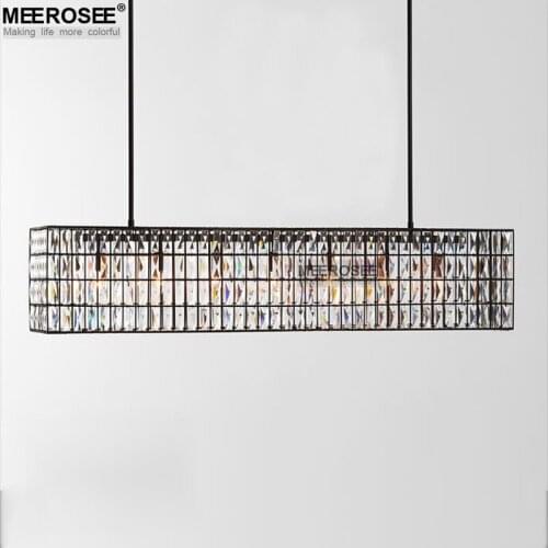 Good Quality K9 Crystal Chandelier Drop Lustre Rectangle Shape Hanging Lamp Light Fixture Luminaires Lamparas for Hotel Project