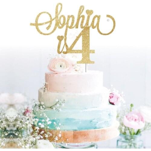 Customised cake topper, Birthday, custom Gold cake topper, glitter cake topper, personalised, birthday, 3,4,5,6,7,8,9 name