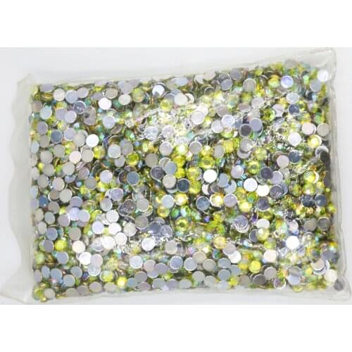 Jonquil AB Color 1.5~10mm Flat Back Round Acrylic Rhinestones Beads / Stones ,3D Acrylic Nail Art / Garment Decoration