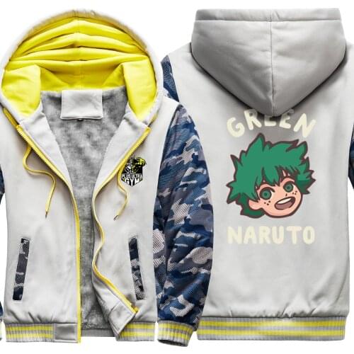 My Hero Academia Camouflage Raglan Thicken Jackets Keep Warm Winter Clothing Hip Hop Fashion Tops Streetwear sudadera hombre