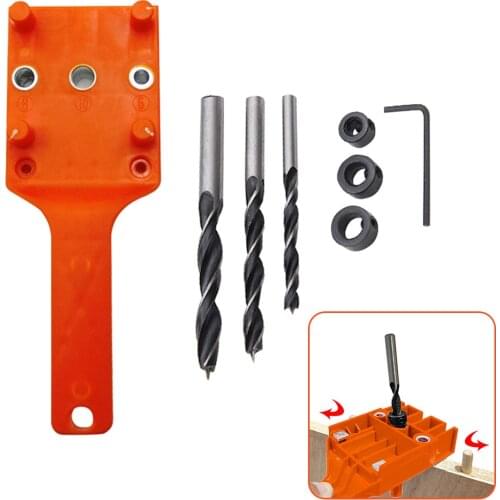 Woodworking Tool Carpentry Locator Wood Doweling Jig Pocket Hole Jig 6/8/10mm Drill Bit Drill Guide Hole Puncher For Dowel Joint