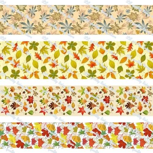 16-75mm yellow leaves printed grosgrain ribbon/16mm printed elastic foe ribbons DIY hair bows Sewing webbing 50 yards