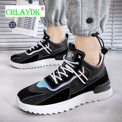CRLAYDK Mid Top Mens Fashion 2021 Skateboard Shoes Sports Casual Breathable Leather Walking Sneakers for Students Boys Tennis