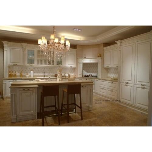 Cream colored cherry kitchen cabinet(LH-SW068)