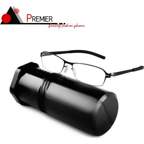 Square Glasses Frames for Men Women Handmade Screwless 0.5mm Stainless Steel Personality Eyeglasses Myopia Prescription Eyewear