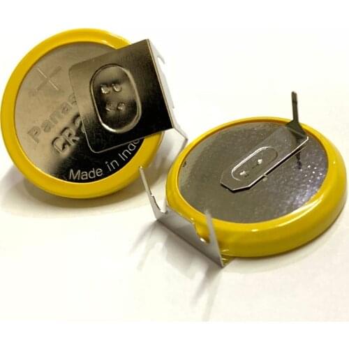 2pcs/lot Panasonic CR2032 3V Lithium Battery CR 2032 H type horizontal with 3 Soldering Pins Button Coin Batteries Cell
