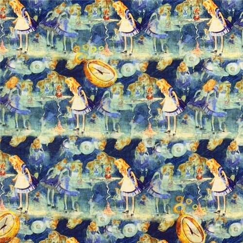 Fashion Cartoon Alice Time cotton fabric for Tissue mask clothes Home Textile Patchwork DIY Sewing Quilting