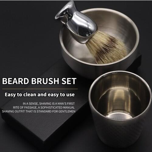 Men Shaving Soap Bowl And Shaving Brush Set With Soft Hair Beard Cleaning Brush Tool Kits