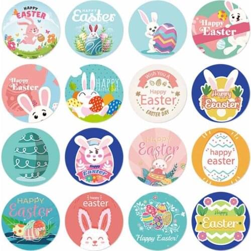 500Pcs Happy Easter Stickers Rabbit Egg Cartoon Self Adhesive Seal Label For Easter Party Kids Gift Bag Decor Tags Handmade