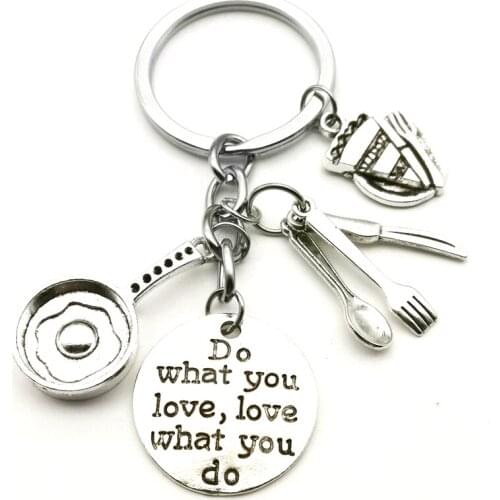 New Stainless Steel Keychain Line Baking Keychain Cup Cake Bread Keychain Men and Women Jewelry Baking Baker Gift