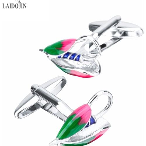 LAIDOJIN Novelty Fishhook Cufflinks for Mens Shirt Brand Cuff nails High Quality Colorful Enamel Cuff links Men Jewelry gemelos
