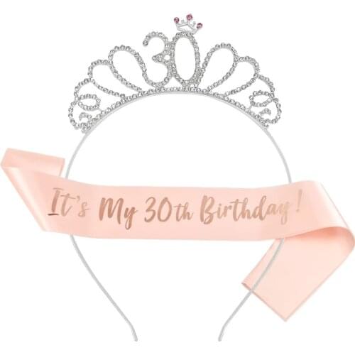 New 30th Party Sash Satin Happy Birthday Balloons 18th 30th 50th Birthday Party Sash Banner Birthday Event Decorations Supplies