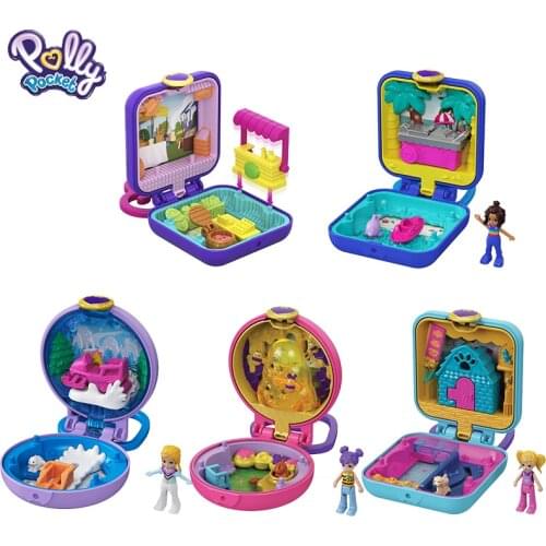 Original Polly Pocket Mini Doll Play House Girls Toy Small World Treasure Box Hot Toys for Children Micro Landscape Accessories