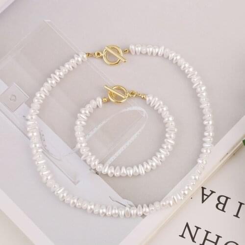 2020 New Fashion Romantic Imitation Pearl Necklaces for Women Beach Wedding Bracelet Set Female Jewellery Accessories