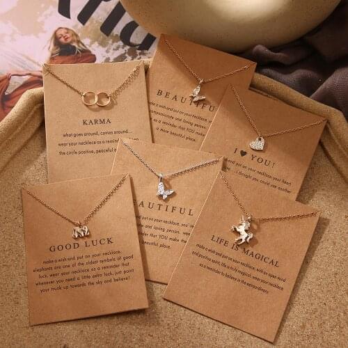 Gold Color Butterfly Circle Necklace For Women Minimalist Infinity Pendant Necklaces Valentines Day Gift Necklace With Card