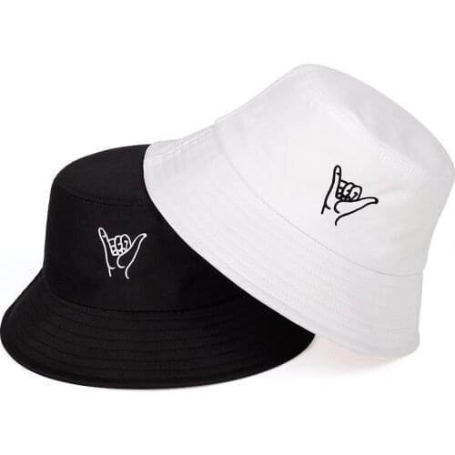 Fashion summer fisherman hat outdoor shade bucket hat finger 666 embroidery hat cotton hat panama sun hats for womens casquette