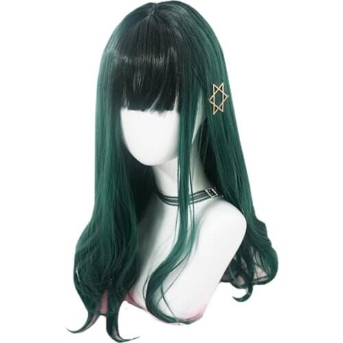 Long Green Lolita Wig My Hero Academia Cosplay Izuku Midoriya Wig Women Hair Heat Resistant Synthetic Hair Perucas Wigs +Wig Cap