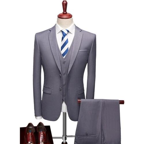 Jacket + Vest + Pants)2021 Mens Formal Three Piece Suit, Pure Cotton Pure Wedding Dress Set from Mens Fashion Boutique
