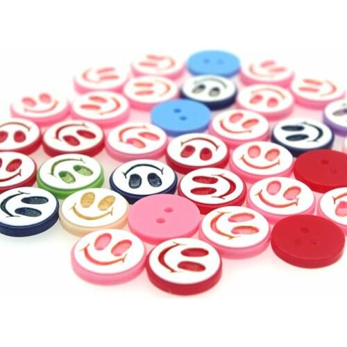 100PCs Resin Buttons 2 holes Round Smiling Minxed Button Latest Design Scrapbooking Sewing Accessories Craft JS9002 11mm