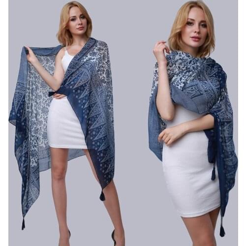 Luxury Brand Hijab Summer Women Scarves Soft Long Print Silk Scarves Lady Shawl Wrap Beach Stoles