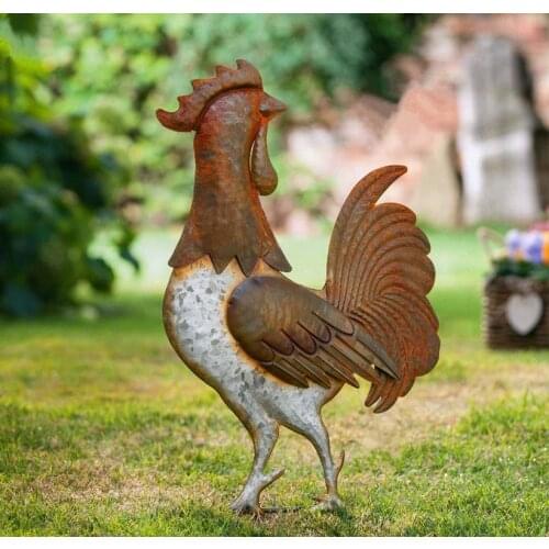 Garden Animals Wrought Iron Retro Cock Garden Ornaments Outdoor Gardening Groceries Garden Statues Oranments