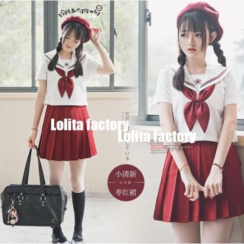 Academic Style School Uniforms Girls panda love JK Uniform hats red Suit Student High School Japanese Preppy Sailor Suit jkx121