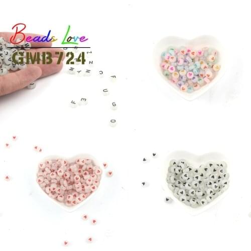 Mixed Luminous Letter Acrylic Beads Round Flat Alphabet Heart Cube Loose Spacer Beads For Jewelry Making Handmade Diy Bracelet