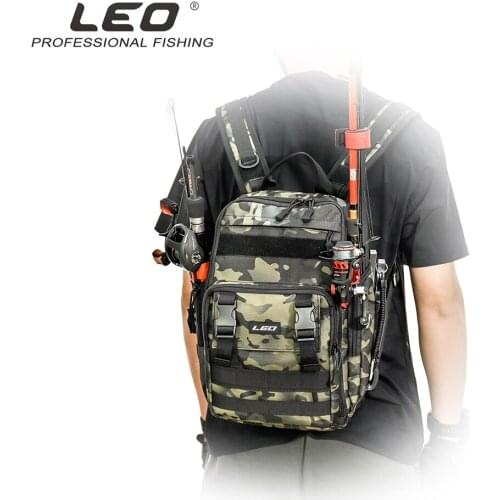 LEO Fishing Tackle Bag Lure Backpack Tactical Multifunctional Military Shoulder Chest Bag Pack for Outdoor Fishing