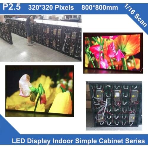 TEEHO P2.5 indoor simple Cabinet 800mm*800mm 320*320 dots 1/16 scan 32S video led screen fixed installation wedding school