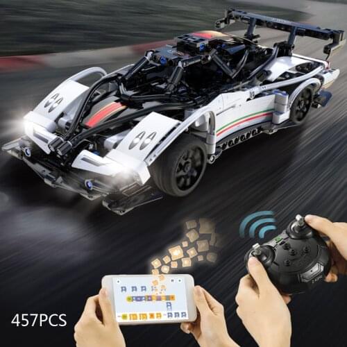 Technical 2.4Ghz radio Remote control vehicle building block Pagani Zonda super sport car model app rc toys collection for gifts