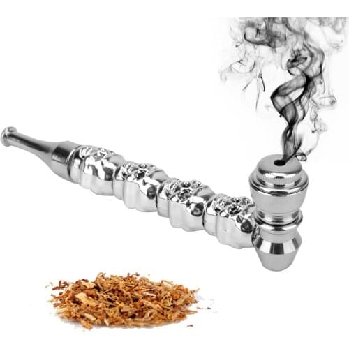 Herb Pipes 1Pcs Cigarette Holder Smoking Accessories Removable Zinc alloy Skull Shape Portable Tobacco Pipe