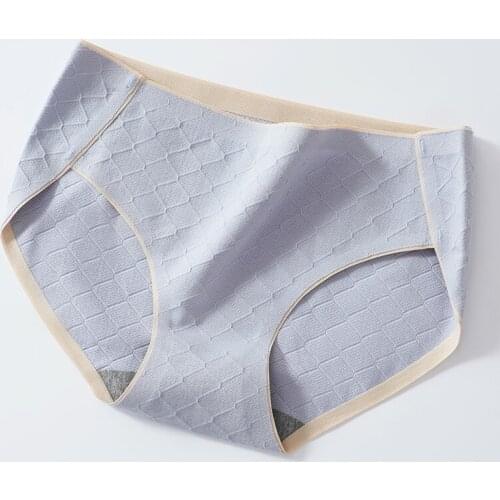 Ice silk non - trace ultra thin wave girls underwear pure size high - waist one - piece womens briefs