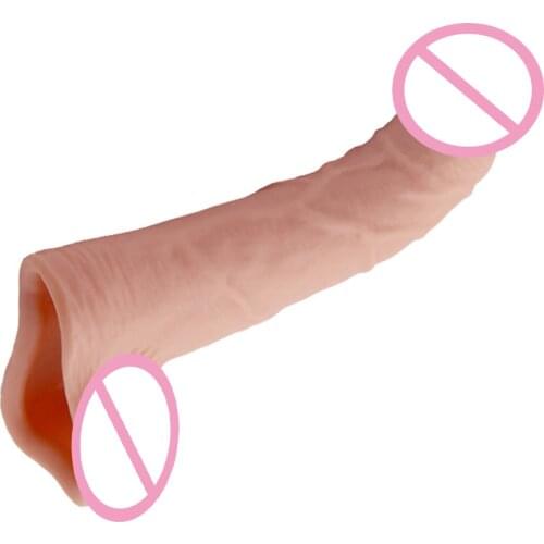 Vacuum Penis Extender Sleeve Penis Sleeve Extensions Enlargement Hollow Strap On Dildo Strapon Harness Sex Toy For Man and Women