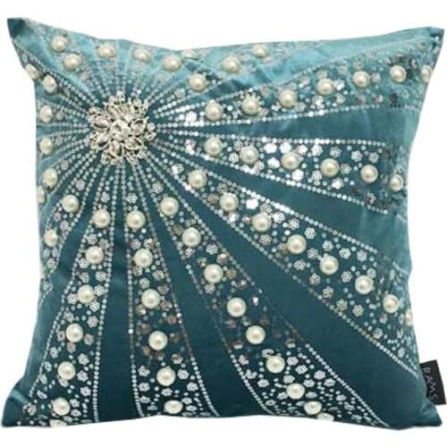 Modern Living Room Velvet Cushion Sequins Pillow Luxury Sofa Throw Pillow Handmade Embroidery Cushions Home Decor Accessories