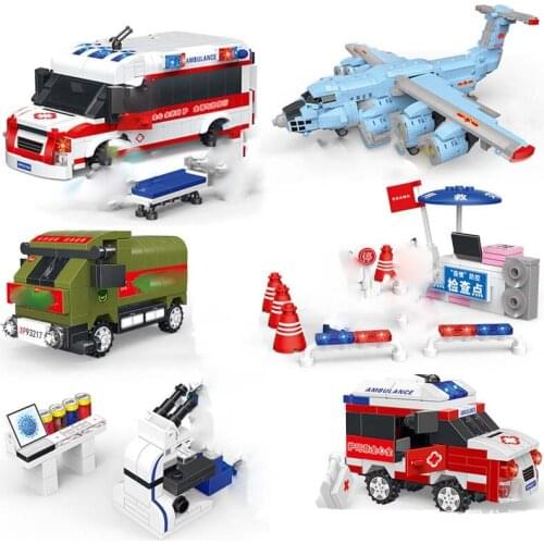Military series Russian Il-76 transport aircraft mini ambulance DIY Model Building Blocks Toys Gifts