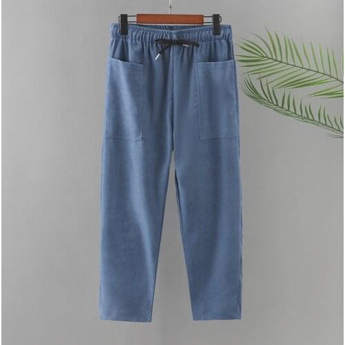 Plus Size Womens Pants Elastic Waist Large Pockets On Both Sides Cotton Brushed Fabric Trousers Large Size Pants For Fatwomen