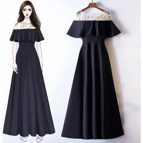 Large size womens 2021 new long slim socialite dress dignified atmosphere elegant skirt tide